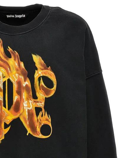 Shop Palm Angels 'burning Monogram' Sweatshirt In Black