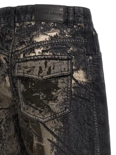 Shop Pinko 'cargo Denim Devorè' Jeans In Black