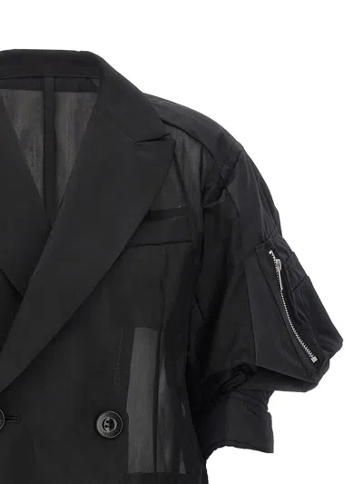 Shop Sacai 'voile X Taffeta' Blazer In Black