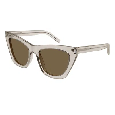 Saint Laurent Eyewear Kate Cat-eye Frame Sunglasses In Beige