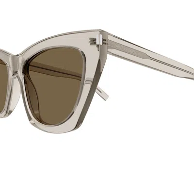 Saint Laurent Eyewear Kate Cat-eye Frame Sunglasses In Beige
