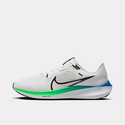 Shop Nike Men's Air Zoom Pegasus 40 Running Shoes In Platinum Tint/white/green Strike/black