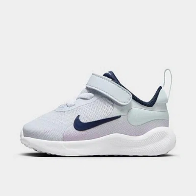 Shop Nike Kids' Toddler Revolution 7 Stretch Lace Running Shoes In Football Grey/lilac Bloom/lilac/midnight Navy