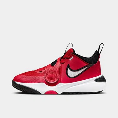 Shop Nike Big Kids' Team Hustle D 11 Stretch Lace Casual Shoes In University Red/white/black