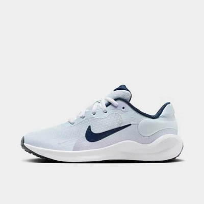 Shop Nike Big Kids' Revolution 7 Road Running Shoes In Football Grey/lilac Bloom/lilac/midnight Navy