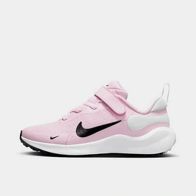 Shop Nike Little Kids' Revolution 7 Stretch Lace Running Shoes In Pink Foam/summit White/white/black