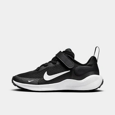 Shop Nike Little Kids' Revolution 7 Stretch Lace Running Shoes In Black/white/white