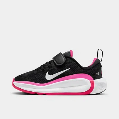 Shop Nike Little Kids' Infinity Flow Running Shoes In Black/laser Fuchsia/white