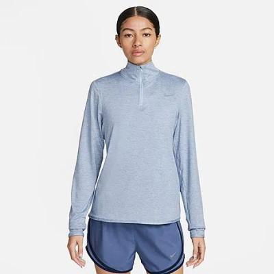 Shop Nike Women's Swift Element Quarter-zip Running Top In Light Armory Blue/reflective Silver
