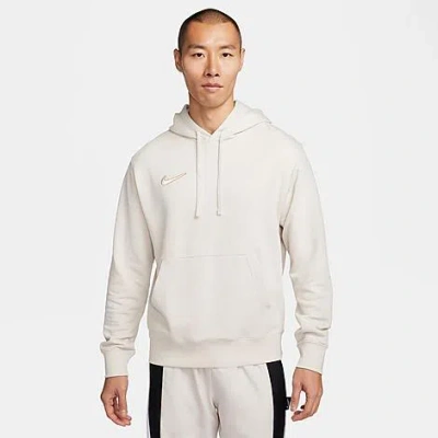 Shop Nike Men's Club French Terry Pullover Soccer Hoodie In Light Orewood Brown/white
