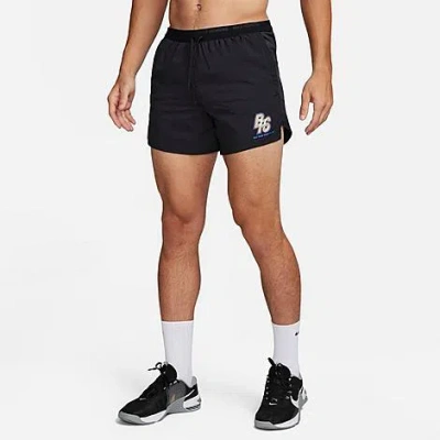 Shop Nike Men's Run Energy Stride 5" Brief-lined Running Shorts In Black/black/hyper Royal