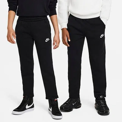 Shop Nike Kids' Sportswear Club Fleece Open-hem Pants In Black/white