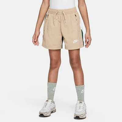 Shop Nike Kids' Sportswear Amplify Woven Shorts In Hemp/fir/white