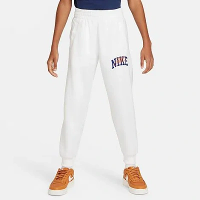 Shop Nike Kids' Sportswear Club Fleece Jogger Pants In White/safety Orange
