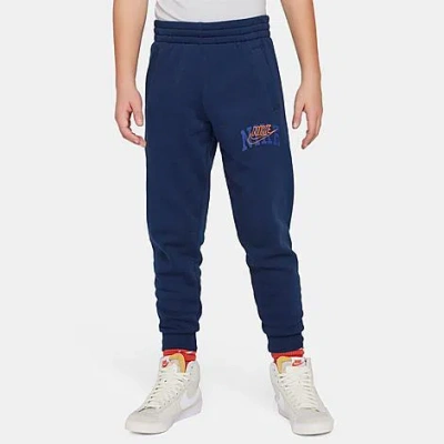 Shop Nike Kids' Sportswear Club Fleece Jogger Pants In Midnight Navy/safety Orange
