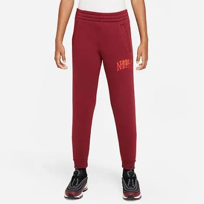 Shop Nike Kids' Sportswear Club Fleece Jogger Pants In Team Red/safety Orange