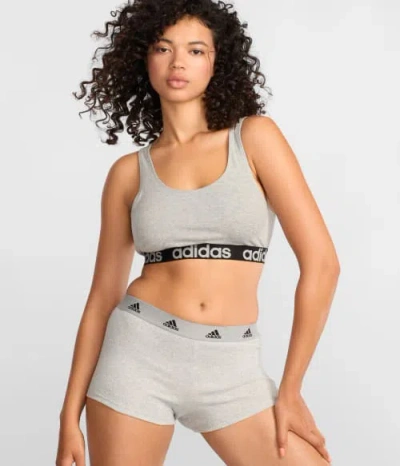 Shop Adidas Originals Active Flex Ribbed Girl Short In Medium Heather Grey