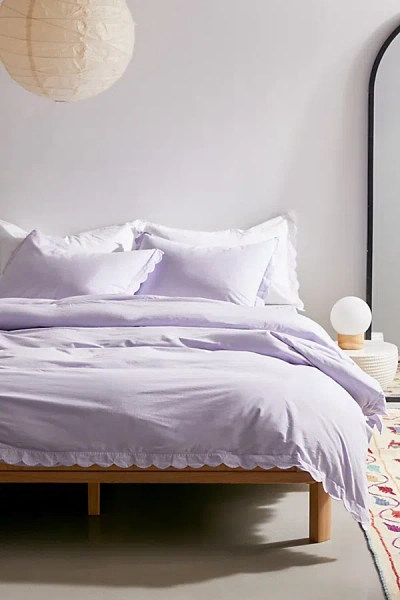 Shop Urban Outfitters Gloria Scallop Trim Duvet Cover In Lavender At
