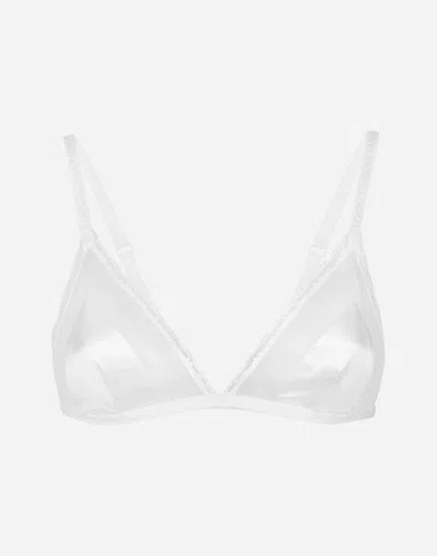 Dolce & Gabbana Lace-trimmed Triangle Bra In ホワイト