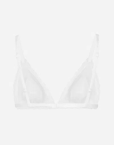 Dolce & Gabbana Lace-trimmed Triangle Bra In ホワイト