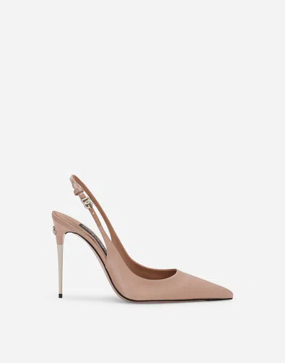 Dolce & Gabbana 105mm Slingback Leather Pumps In Beige