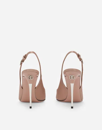 Dolce & Gabbana 105mm Slingback Leather Pumps In Beige