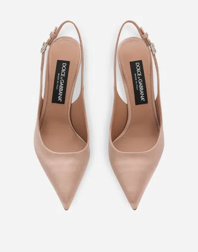 Dolce & Gabbana 105mm Slingback Leather Pumps In Beige