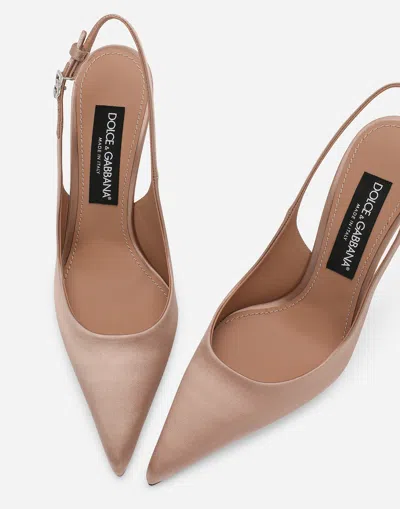 Dolce & Gabbana 105mm Slingback Leather Pumps In Beige