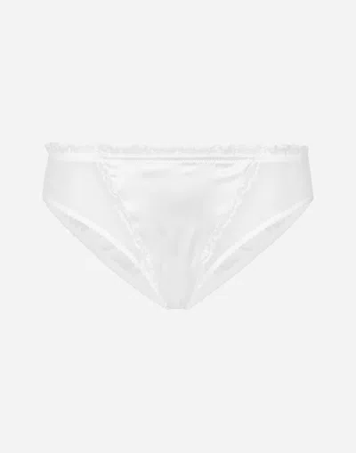 Dolce & Gabbana Ruffle-trim Stretch-silk Briefs In ホワイト
