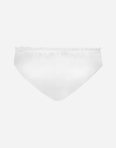 Dolce & Gabbana Ruffle-trim Stretch-silk Briefs In ホワイト