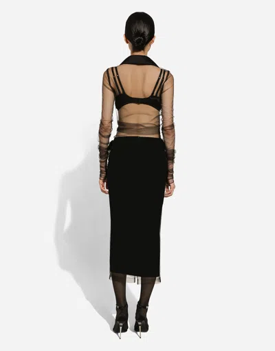 Dolce & Gabbana Giacca In Tulle Con Dettagli In Raso In Nero