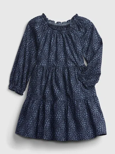 Shop Gap Toddler Tiered Ruffle-neck Dress In Blue Floral