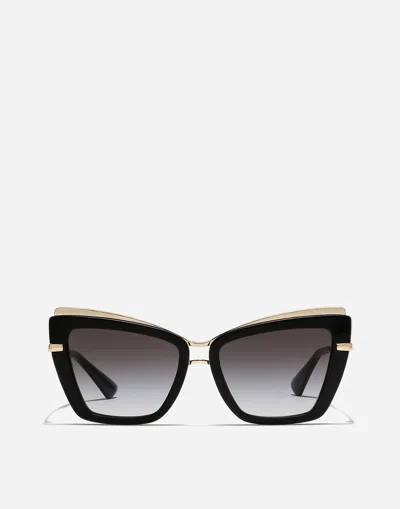 Dolce & Gabbana Cat Eye Sunglasses With Grey Gradient Lenses In Black