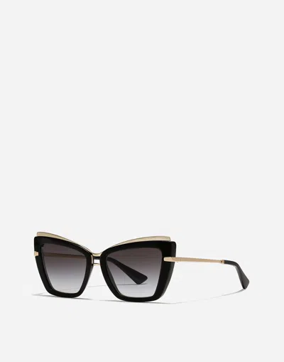 Dolce & Gabbana Cat Eye Sunglasses With Grey Gradient Lenses In Black