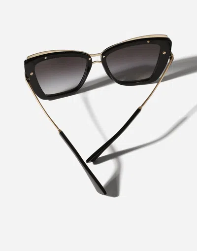 Dolce & Gabbana Cat Eye Sunglasses With Grey Gradient Lenses In Black