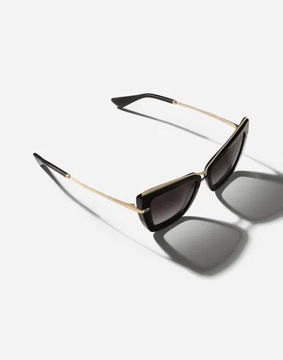 Dolce & Gabbana Cat Eye Sunglasses With Grey Gradient Lenses In Black