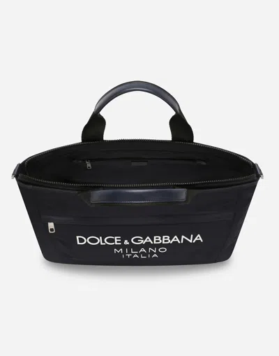 Dolce & Gabbana Men Borsone In Nylon Con Logo In ブルー