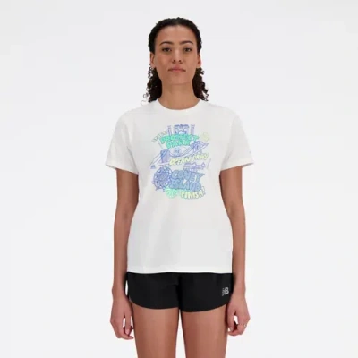 Shop New Balance Women's Rbc Brooklyn Half Graphic T-shirt In White