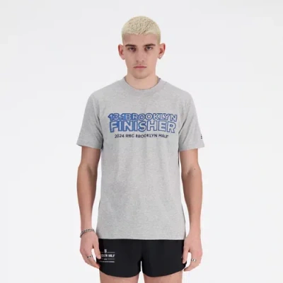Shop New Balance Men's Rbc Brooklyn Half Finisher T-shirt In Grey