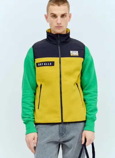 Shop Human Made Contrast Panel Fleece Vest In Yellow