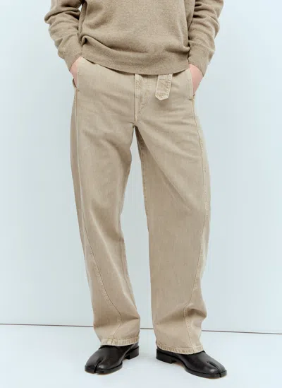 Shop Lemaire Twisted Belted Jeans In Beige