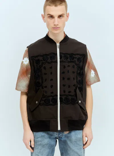 Shop Noma T.d. Bandana Embroidery Flight Vest In Black