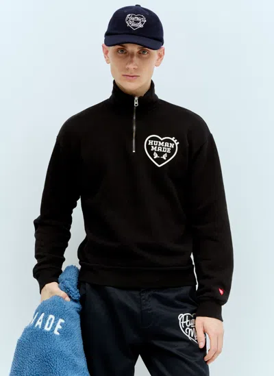 Shop Human Made Military Half-zip Sweatshirt In Black