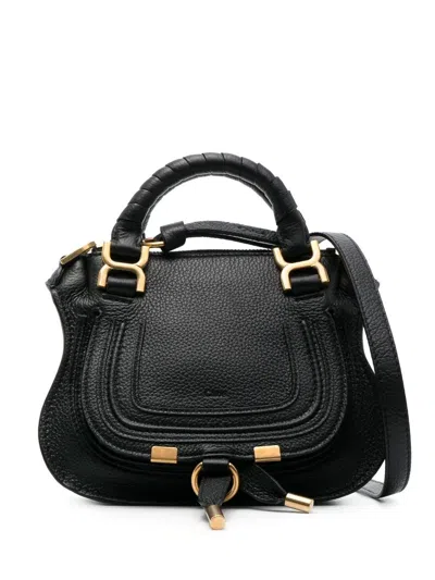 Shop Chloé Marcie Leather Tote Bag Black