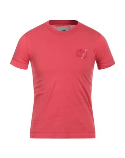 Shop Afterlabel Man T-shirt Coral Size S Cotton In Red