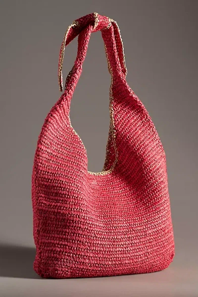 Shop By Anthropologie Tipped Raffia Knotted Tote In Pink