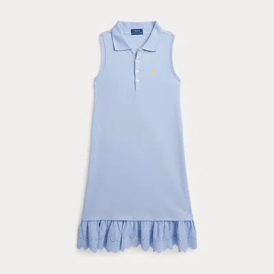 Shop Ralph Lauren Eyelet-embroidered Mesh Polo Dress In Blue