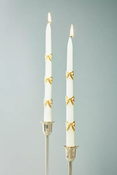 Meri Meri Gold Bow Taper Candles, Set Of 2
