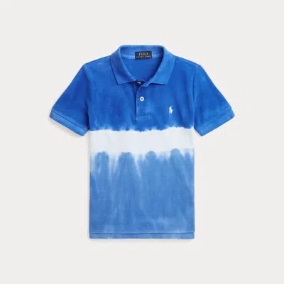 Shop Ralph Lauren Tie-dye Cotton Mesh Polo Shirt In Blue