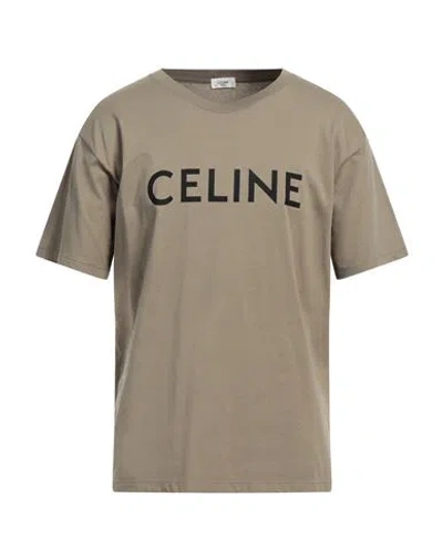 Shop Celine Man T-shirt Khaki Size Xl Cotton In Beige